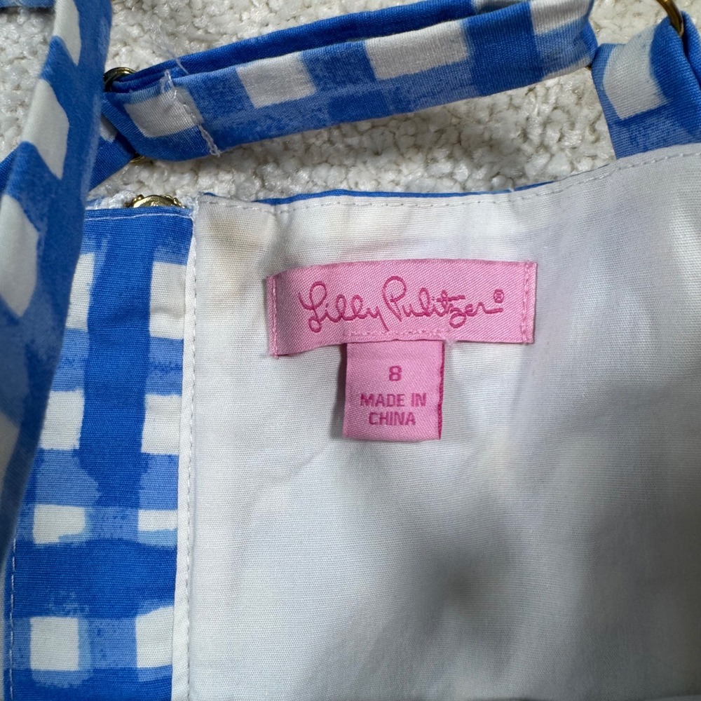 Lilly Pulitzer Dress Womens 8 Ardleigh Bennet Blue Feelin Beachy Gingham Dress - Picture 3 of 12